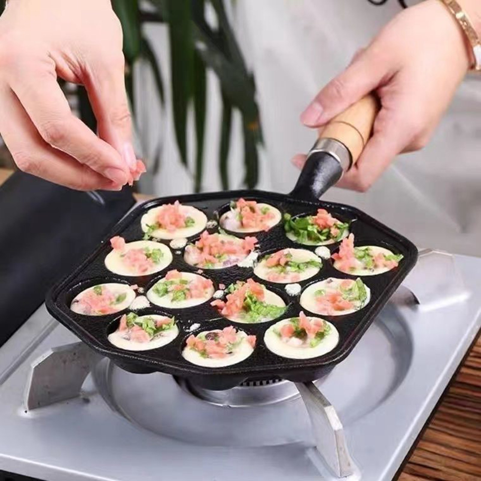 Panela de ferro fundido antiad - Takoyaki Grill Plate avaliação e preço